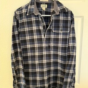 L.L. Bean Blue and Black Plaid Button-Down Shirt